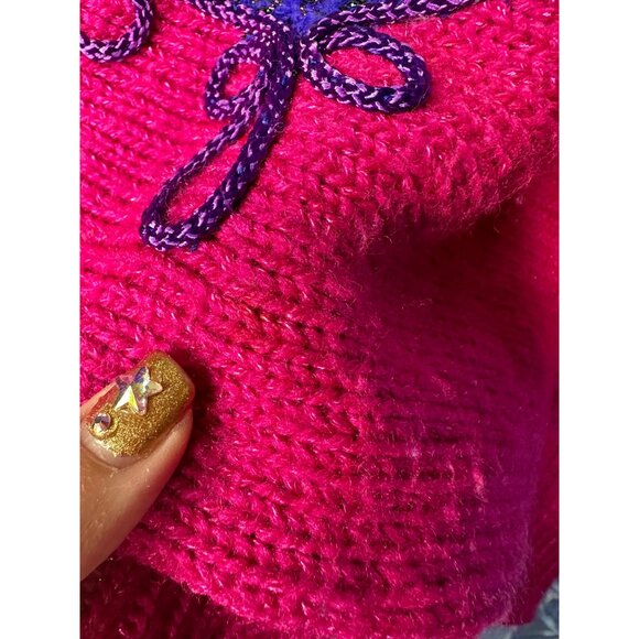 Vintage Jaclyn Smith Beaded Sweater M Fuchsia Black Green Purple Acrylic Nylon - Picture 8 of 11